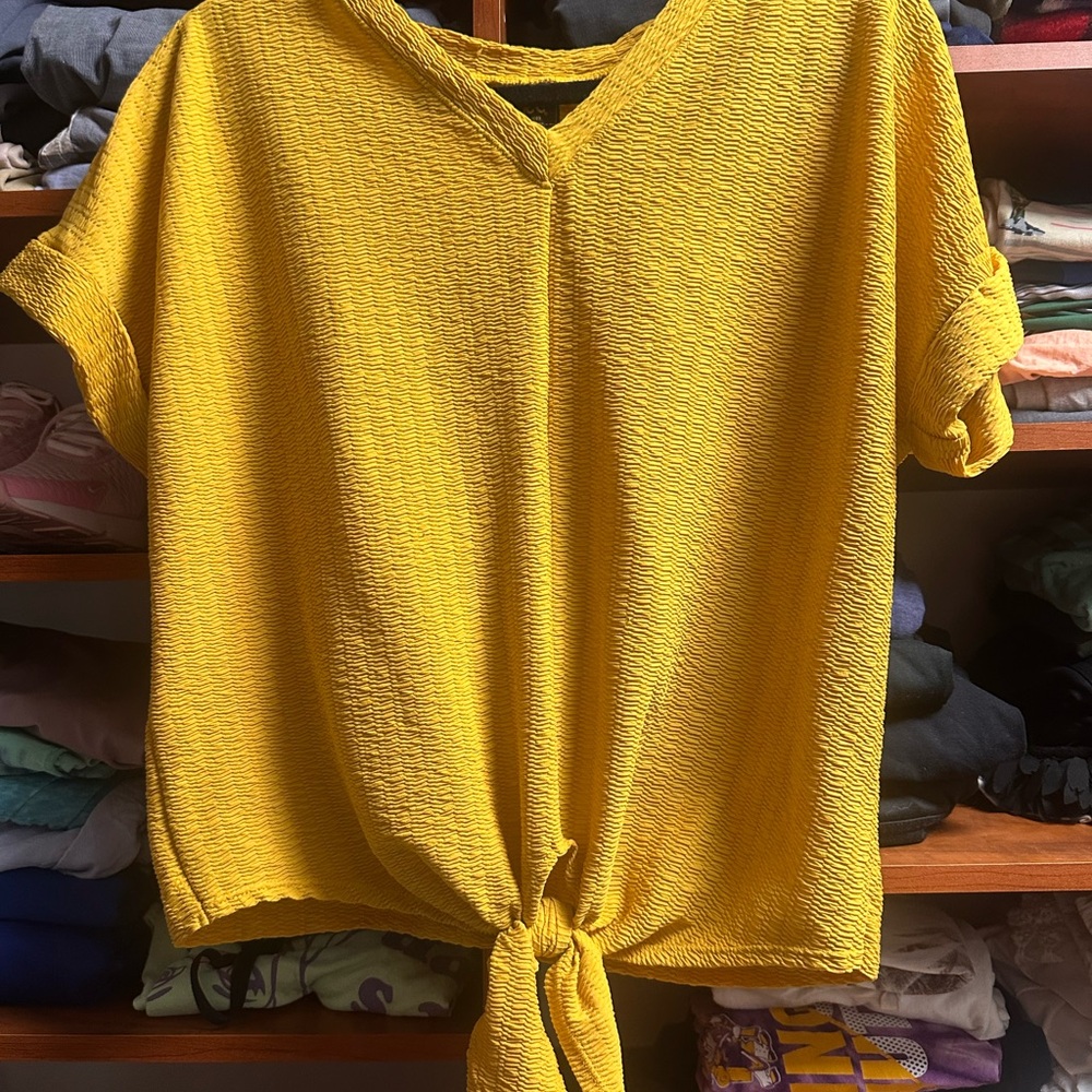 Lee Vibrant Yellow Tie-Front Blouse